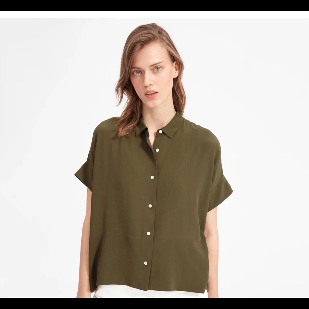 Everlane The Clean Silk Short-Sleeve Square Shirt
